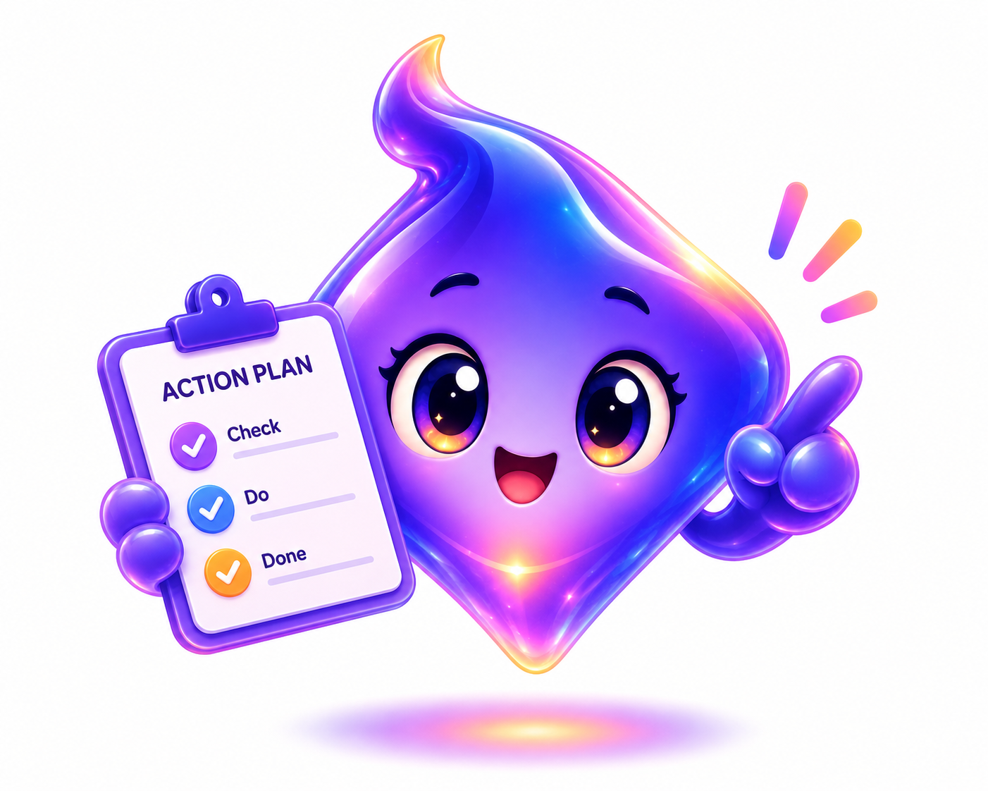 Clari holding an action plan checklist